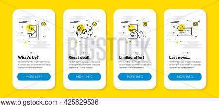 Vector Set Of Engineering Team, Technical Documentation And Exit Line Icons Set. Ui Phone App Screen
