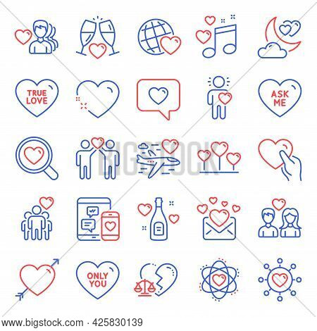 Love Icons Set. Included Icon As Man Love, Dating Network, Couple Love Signs. Hold Heart, Ask Me, On