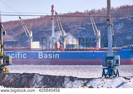 Vanino, Russia - Feb 21, 2020: Ships In The Port Of Vanino.