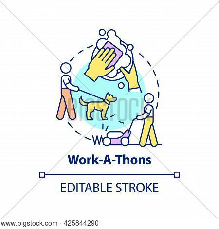 Work-a-thons Fundraiser Concept Icon. Fundraising Appeal Abstract Idea Thin Line Illustration. Assis