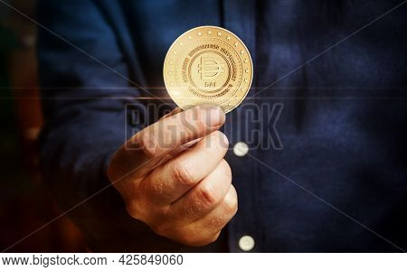 Dai Stablecoin Cryptocurrency Symbol Golden Coin Illustration