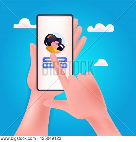 Hands Entering Passcode In Mobile Account On Smartphone Screen Locked Privacy Security Protection Co