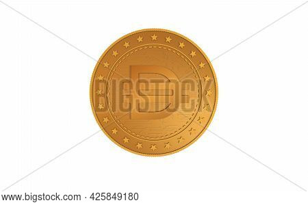 Dai Stablecoin Cryptocurrency Symbol Golden Coin Illustration