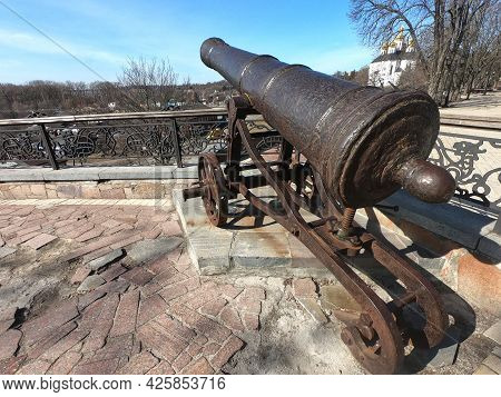 An Old Artillery Piece On A Rampart In Chernigov.