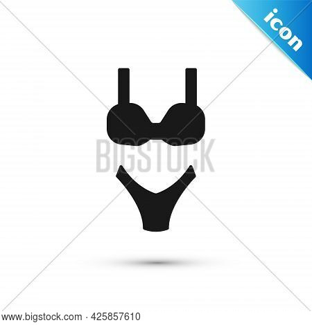Grey Summer Beach Swimsuit Icon Isolated On White Background. Beach Women Fashion. Vector