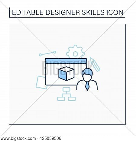 User Modeling Line Icon. Defining Target Audience, Adapting Systems To Audience Needs.designer Skill