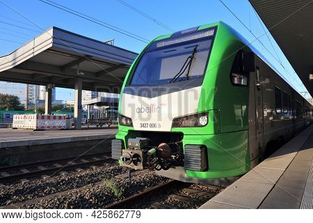 Essen, Germany - September 21, 2020: Abellio Brand Passenger Train (model: Stadler Flirt 3 Xl) At Ha