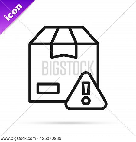 Black Line Delivery Security With Shield Icon Isolated On White Background. Delivery Insurance. Insu
