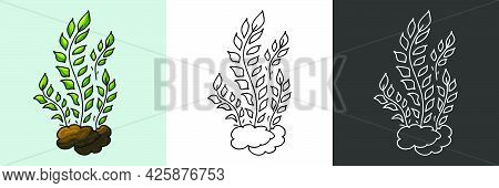 Icon Set. Mermaid. Marine Theme Icon In Hand Draw Style. Cute Childish Illustration Of Sea Life. Ico