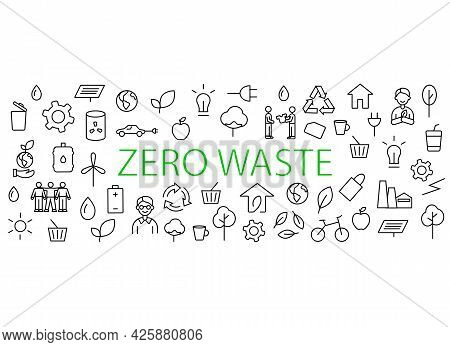 Zero Waste Idea Vector Icon. Earth Pollution. Save The Planet. Go Green, Conceptual Seamless Pattern