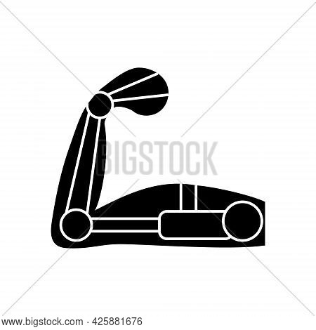 Muscular Arm With Exoskeleton Glyph Icon. Cyberpunk Idea. High Tech Technology. Future With Robot Te