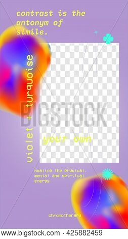 Chromotherapy Vertical Banner. Healing Physical Mental And Spiritual Energy. Violet Turquoise Social