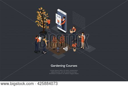 Remote Gardening Courses, Internet Profession Or Video Hobby Training, Team Online Education Concept