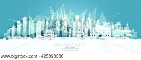 Technology Wireless Network Communication Smart City With Architecture In Sweden At Europe Downtown 