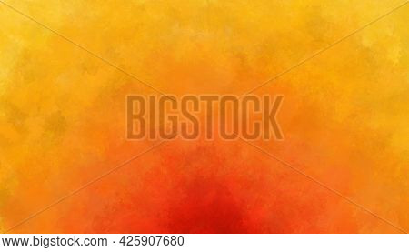 Abstract Watercolor Fire Grunge Background. Illustration Of The Flame. Orange And Red Backing