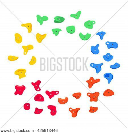 Set Of Climbing Grips Or Holds In The Gym Bouldering Training Flat Style Design Vector Illustration 