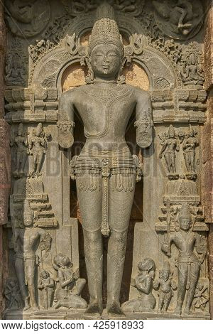 Detail Of Religious Carvings Decorating The Ancient Surya Hindu Temple At Konark Orissa India. 13th 