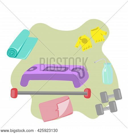 Fitness Kit Step Platform, Bodybar Dumbbells And Gloves