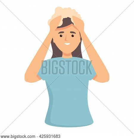 Girl Head Washing Icon Cartoon Vector. Shampoo Hair Wash. Woman Care Beauty
