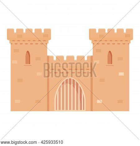 Medieval Tower Icon Cartoon Vector. Castle Old Fort. Stone Fortress