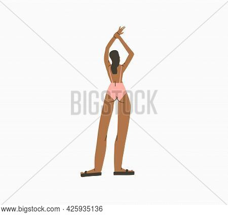 Hand Drawn Vector Abstract Stock Graphic Summer Time Cartoon, Minimalistic Style Illustrations Print