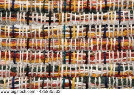 Homespun Rug Or Carpet Texture,  Rustic Homespun Doormat Background.
