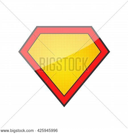 Superhero Comic Logo Template Isolated On White Background. Blank Super Hero Badge. Vector Stock