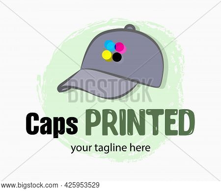 Abstract Modern Colored Vector Logo Template Of Printable Cap. For Typography, Print, Corporate Iden