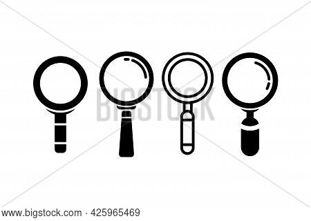 Vector Set Of Different Flat Loupe Icon Illustration, Search Or Find Silhouette Symbol Template Desi