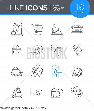 Budget Categories - Line Design Style Icons Set