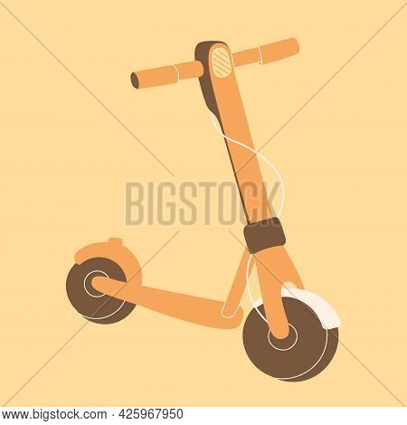 Cartoon Electric Scooter. Eco Friendly Personal Transport For Getting Around Town. Vector Isolated E