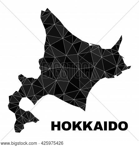 Low-poly Hokkaido Map. Polygonal Hokkaido Map Vector Constructed With Random Triangles. Triangulated