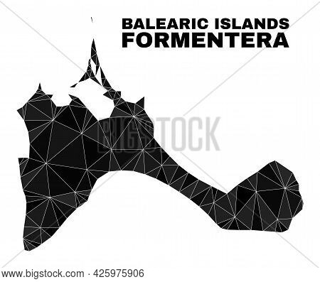 Lowpoly Formentera Island Map. Polygonal Formentera Island Map Vector Combined Of Chaotic Triangles.