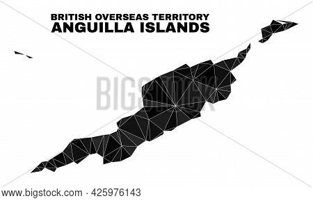 Lowpoly Anguilla Islands Map. Polygonal Anguilla Islands Map Vector Constructed With Chaotic Triangl