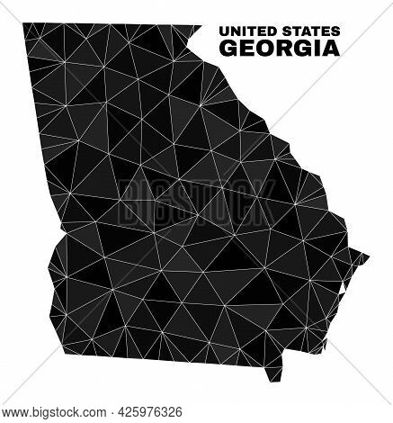 Low-poly Georgia State Map. Polygonal Georgia State Map Vector Is Filled With Random Triangles. Tria