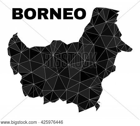 Lowpoly Borneo Map. Polygonal Borneo Map Vector Filled From Chaotic Triangles. Triangulated Borneo M
