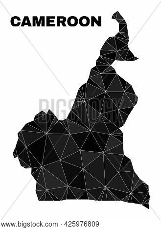 Low-poly Cameroon Map. Polygonal Cameroon Map Vector Is Filled Of Randomized Triangles. Triangulated