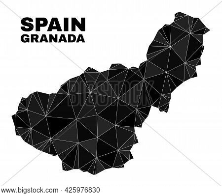 Low-poly Granada Province Map. Polygonal Granada Province Map Vector Is Filled From Random Triangles