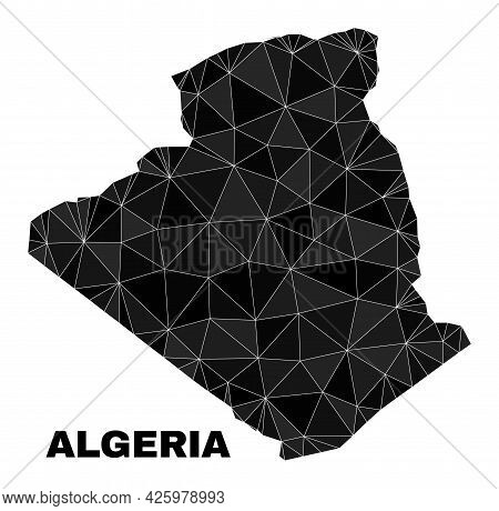 Low-poly Algeria Map. Polygonal Algeria Map Vector Is Designed From Chaotic Triangles. Triangulated 