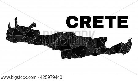 Lowpoly Crete Map. Polygonal Crete Map Vector Designed Of Randomized Triangles. Triangulated Crete M