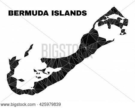 Low-poly Bermuda Islands Map. Polygonal Bermuda Islands Map Vector Filled Of Chaotic Triangles. Tria
