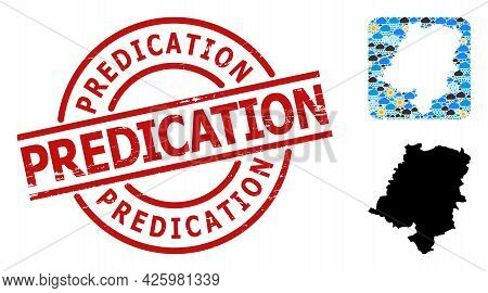 Climate Pattern Map Of Opole Province, And Distress Red Round Predication Stamp. Geographic Vector C