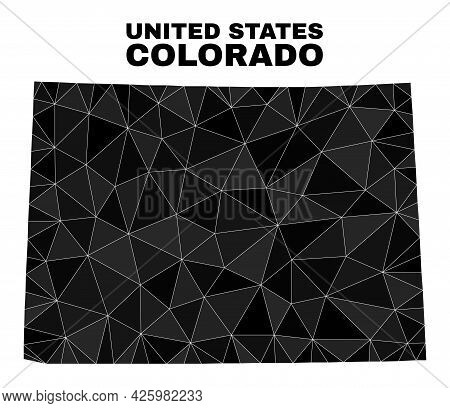 Low-poly Colorado State Map. Polygonal Colorado State Map Vector Is Constructed From Random Triangle