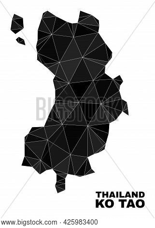 Low-poly Ko Tao Map. Polygonal Ko Tao Map Vector Is Constructed From Random Triangles. Triangulated 