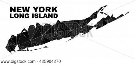Low-poly Long Island Map. Polygonal Long Island Map Vector Combined Of Scattered Triangles. Triangul