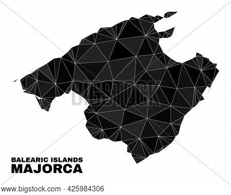 Lowpoly Majorca Map. Polygonal Majorca Map Vector Constructed With Chaotic Triangles. Triangulated M