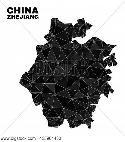 Lowpoly Zhejiang Province Map. Polygonal Zhejiang Province Map Vector Is Constructed From Scattered 