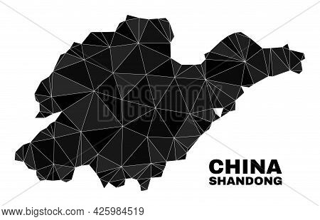 Low-poly Shandong Province Map. Polygonal Shandong Province Map Vector Constructed From Randomized T