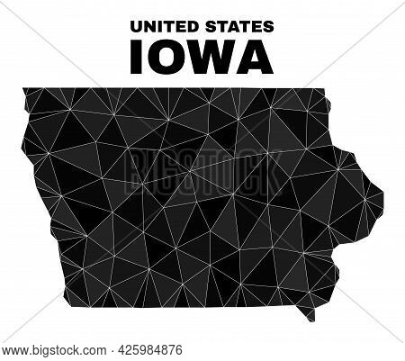 Low-poly Iowa State Map. Polygonal Iowa State Map Vector Filled With Chaotic Triangles. Triangulated