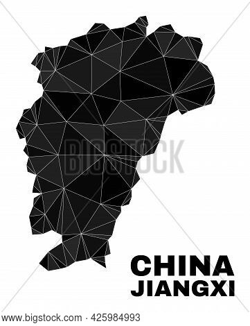 Lowpoly Jiangxi Province Map. Polygonal Jiangxi Province Map Vector Filled From Randomized Triangles
